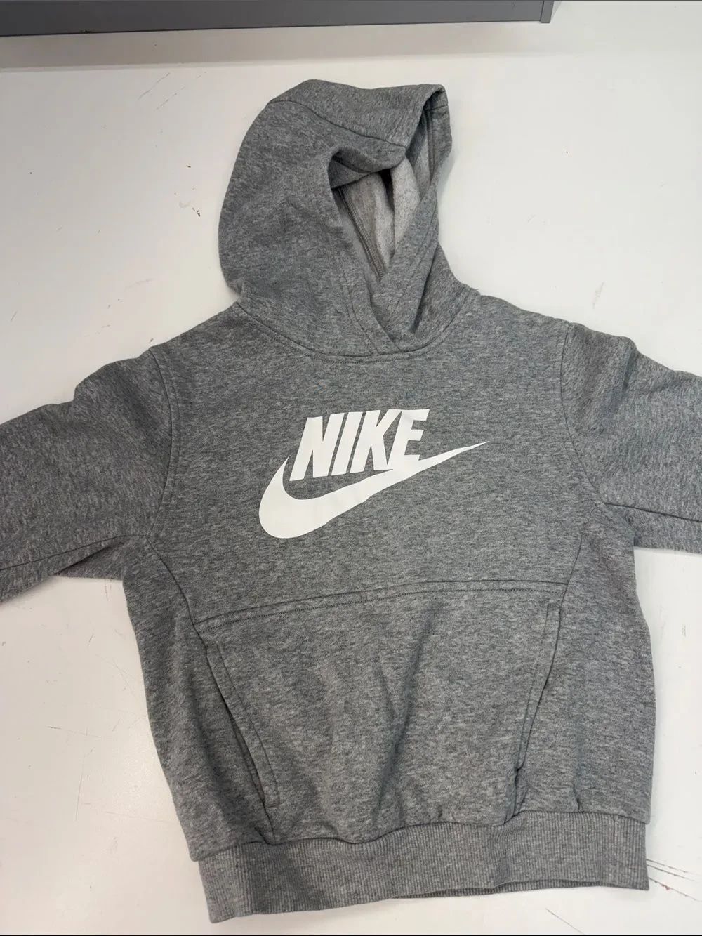 Nike Gray Hoodie with White Logo Kids Sweatshirt